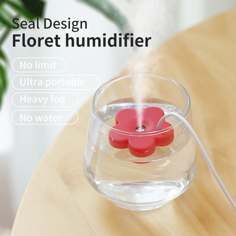 Portable Mini USB with Filter Flower Humidifier Bottle Aroma Diffuser Mist Maker Cool Mist Air Humidifier For Home Office Room