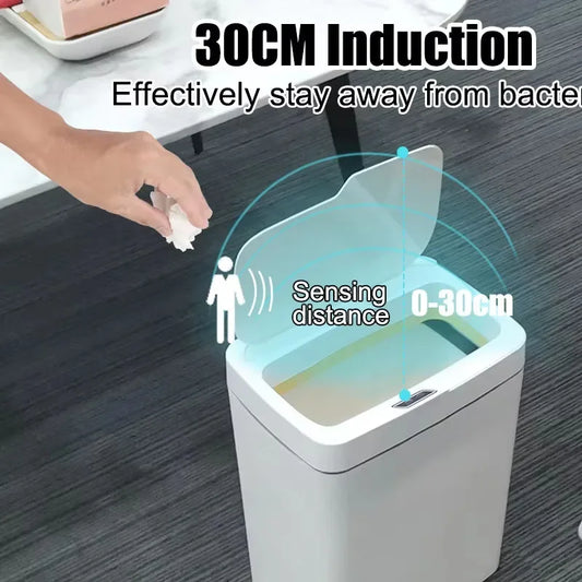 15-Liter Smart Trash Can Automatic Touchless, Waterproof Sensor Trash Bin for Bathroom Kitchen Bedroom, Odorless Modern Basket