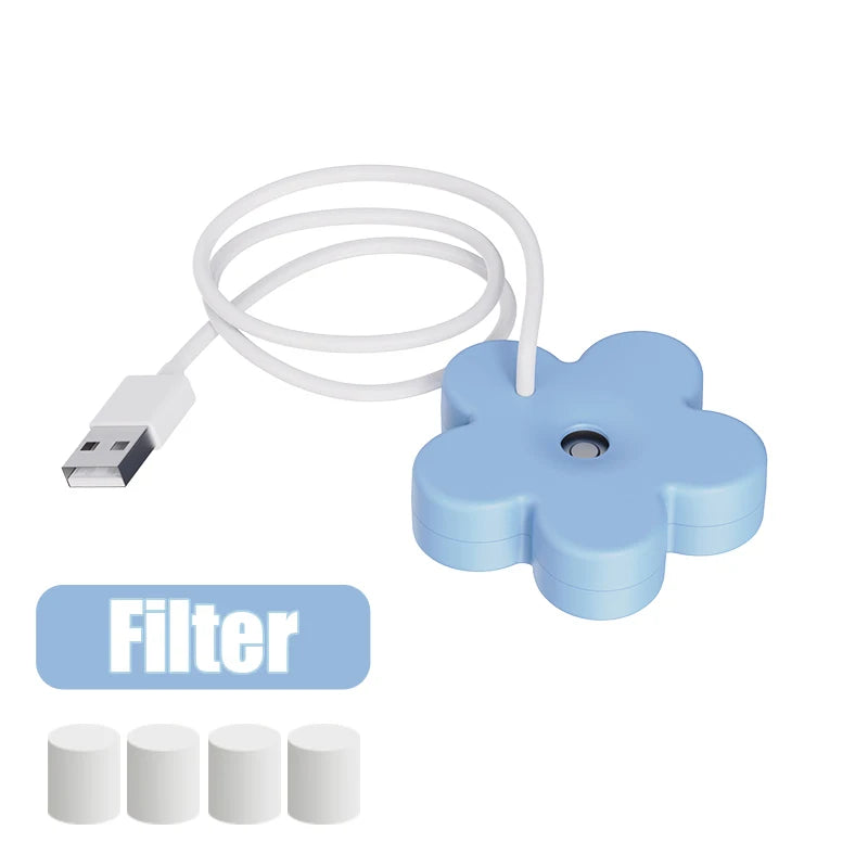 Portable Mini USB with Filter Flower Humidifier Bottle Aroma Diffuser Mist Maker Cool Mist Air Humidifier For Home Office Room