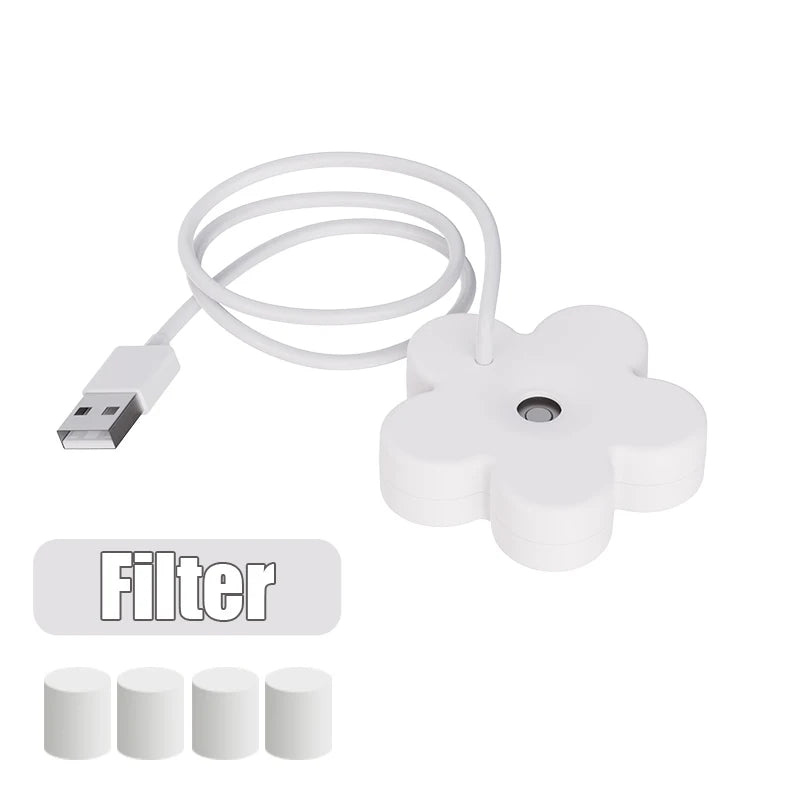 Portable Mini USB with Filter Flower Humidifier Bottle Aroma Diffuser Mist Maker Cool Mist Air Humidifier For Home Office Room