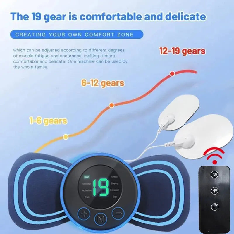 Mini Neck Massager Portable Electric Intelligent Patch for Back and Shoulder Massager With Pad and Remote